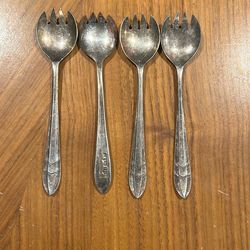 4 Silver Electroplated Spoons / Sporks