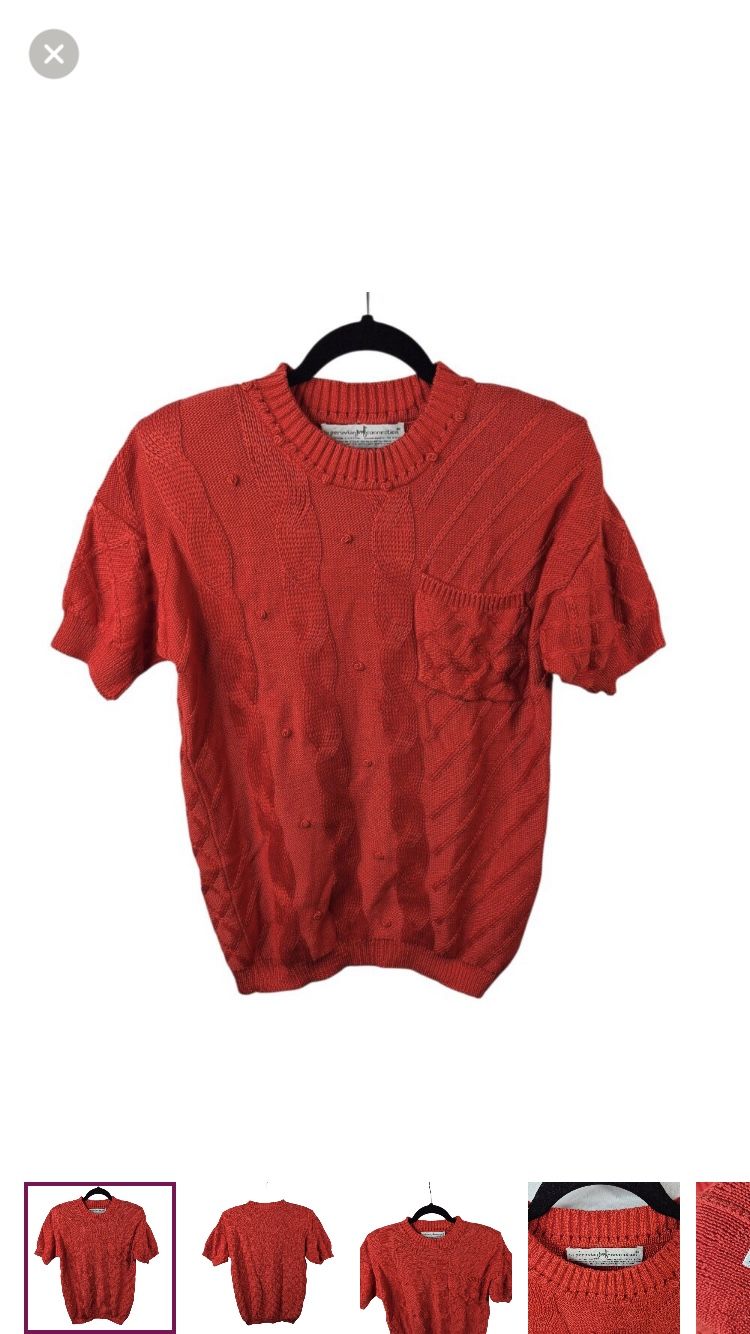 Peruvian Connection Womens Sweater Size S Pullover Cable Knit Pima Cotton Orange