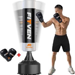 Freestanding Punching Bag with Boxing Gloves Heavy Boxing Bag with Suction Cup Bas