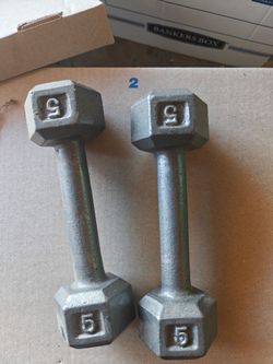 5 lb Cast Iron Hex Dumbbells – Pair