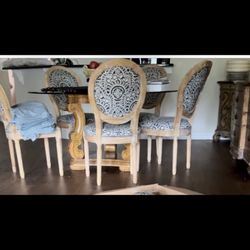 round glass dining table set 