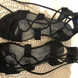 Stuart Weitzman black suede gladiator sandals sz 6
