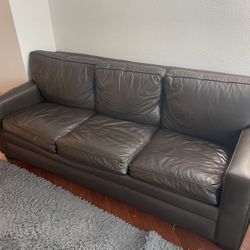 Brown Leather Sleeper Couch
