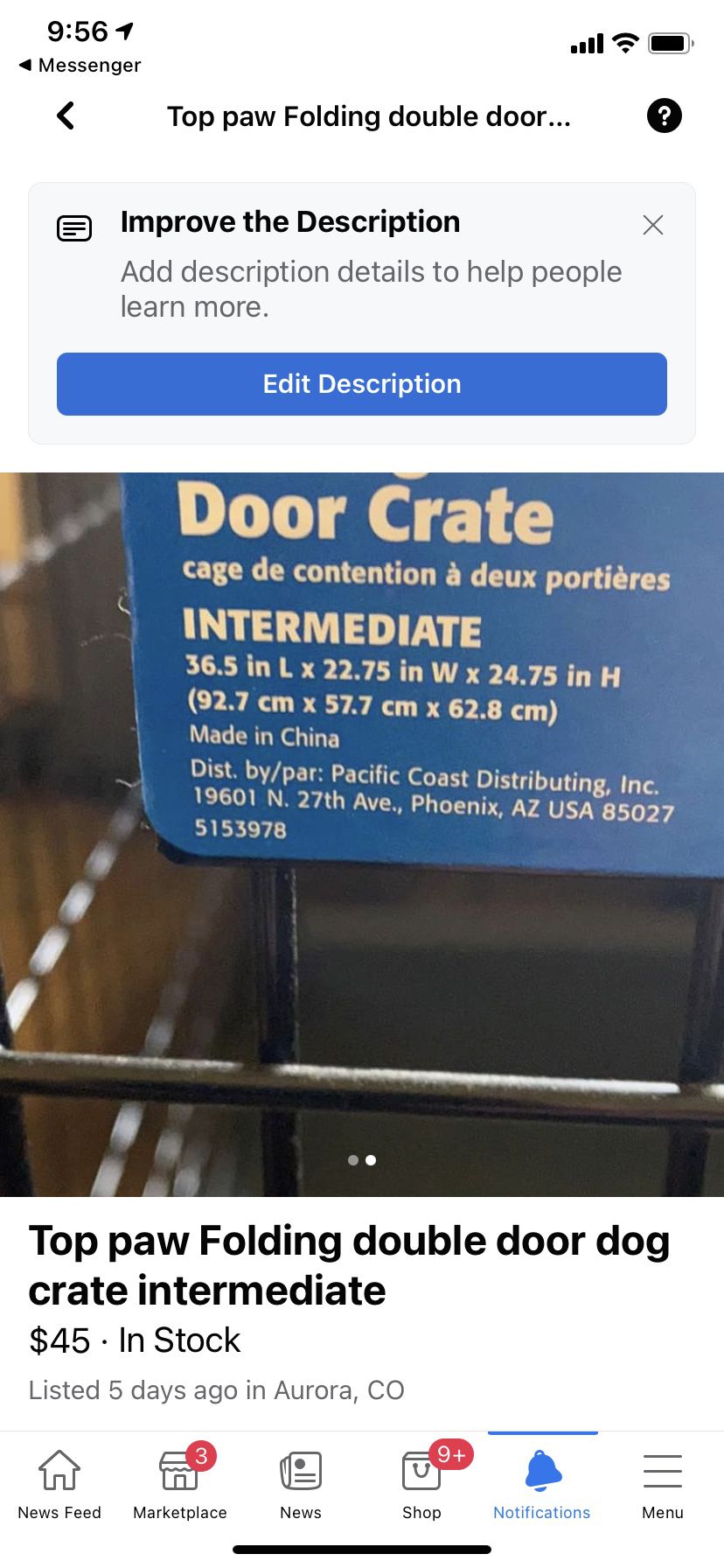 Large Dog Crate Double Door