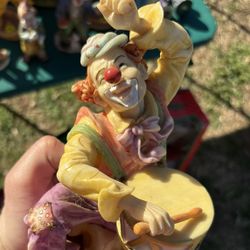 Collectors Glass Clown Holding Drum