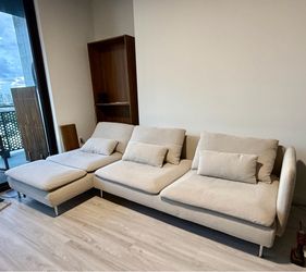 IKEA SÖDERHAMN Sectional Sofa with Chaise – Off White/Beige – Excellent Condition