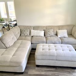 Large Sectional Couch with Ottoman 