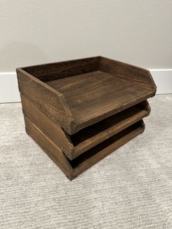 Set of 3 Wood Letter Organizer Trays