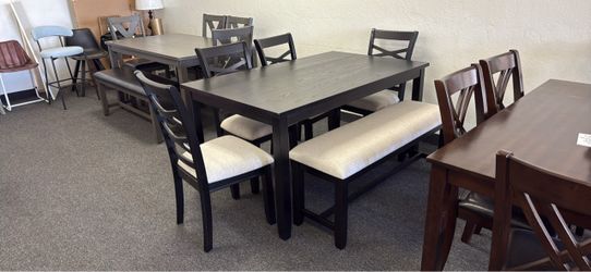 Dining table with 4 chairs and bench