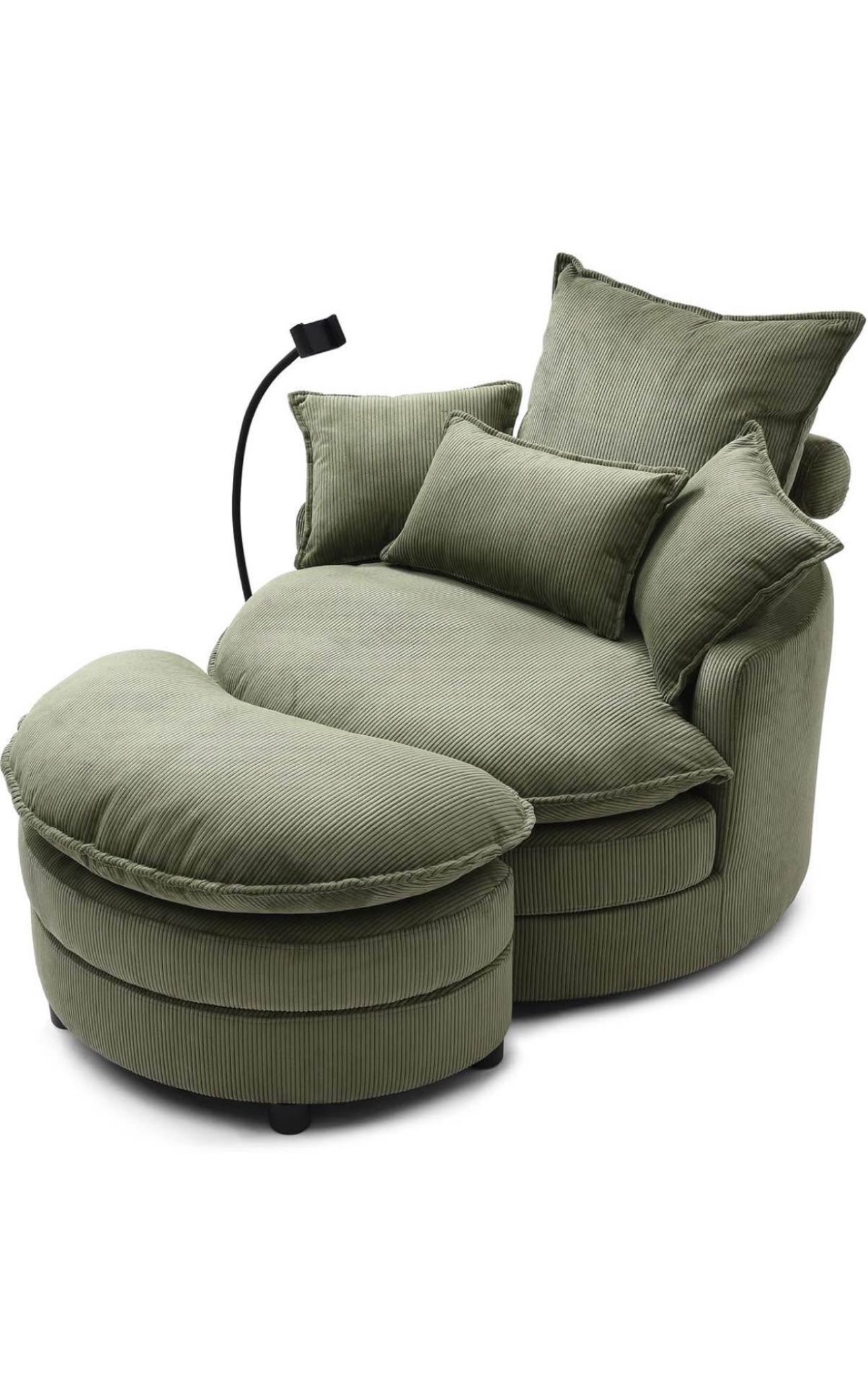Swivel Accent Barrel Chair,Swivel Chair with Ottoman+4 Pillows,Modern Upholstered Comfy Sofa Chaise