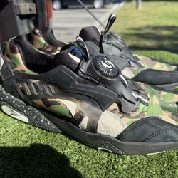 PUMA DISC BLAZE x BAPE GREEN CAMO. COLOR: GREEN CAMO / BLACK