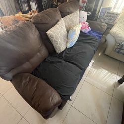 Brown Reclining Couch/white Couch 