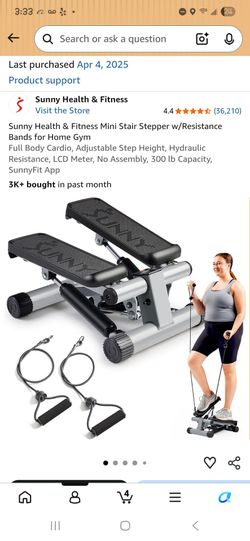 Sunny Health & Fitness Mini Stair Stepper w/Resistance Bands for Home Gym

Full Body Cardio, Adjustable Step Height, Hydraulic Resistance, LCD Meter,