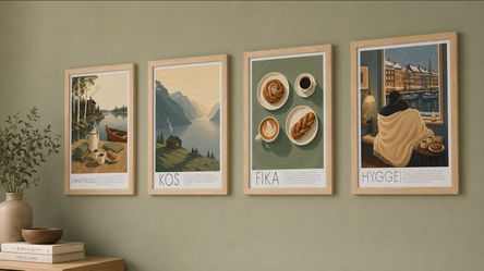 Scandinavian Cozy Art Prints - Set of 4 (Hygge, Fika, Kos, Kahvitauko)