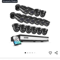 ZOSI 3K Lite 16CH Security Camera System with AI Human Vehicle Detection, Night Vision, 16 x 1080p Outdoor Indoor CCTV Wired Cameras, 16 Channel H.265