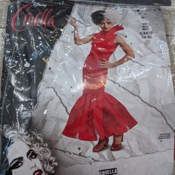 Girls Disguise Cruella Deville Red Dress Tween Costume dress up Halloween party 
Size XL 14-16
