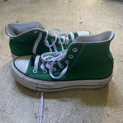 Converse Green Customized Platform Hi-Tops