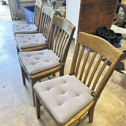 4 Solid Oak Chairs 