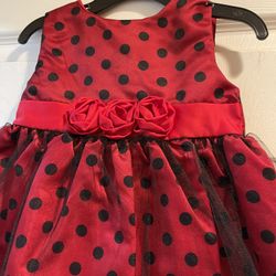 Red Black Polka Dot Toddler Fancy Dress Size  2T
