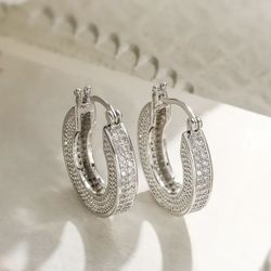Plating Inlay Copper Zircon 18k Gold Plated Hoop Earrings 