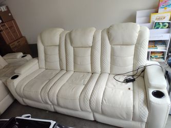 2 Ashley White leather couches