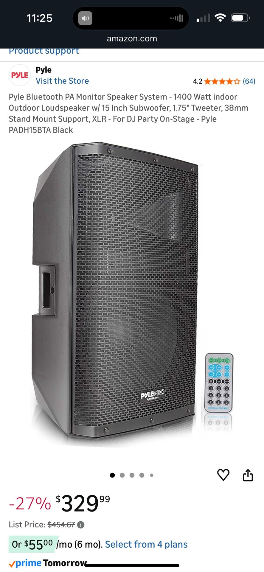 Pyle Bluetooth PA Monitor Speaker System