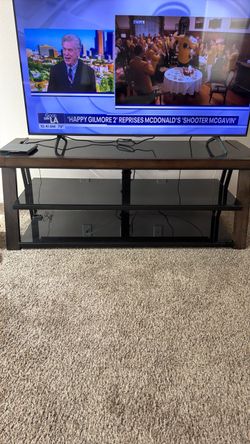 3-Tier TV Stand with Wood Shelf