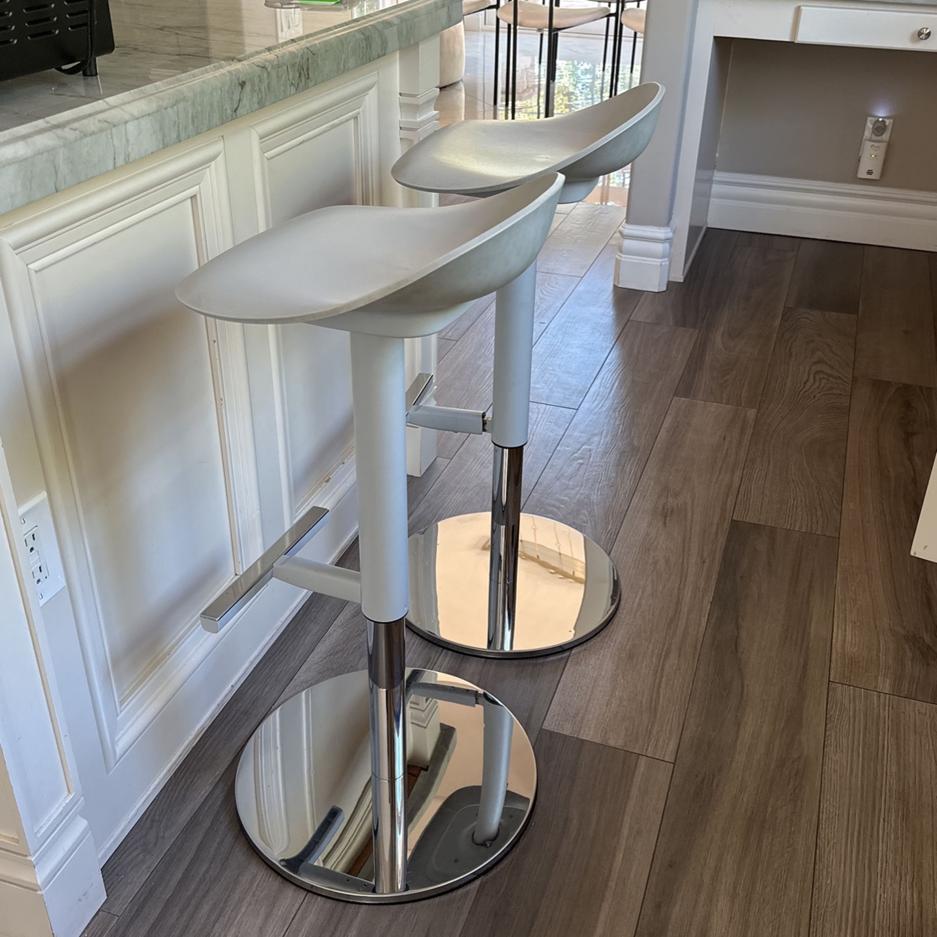 2 Adjustable Gray Barstools 