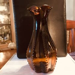 Vintage Brown Or Dark Amber Vase/Jar 7’ Inches  USA 2