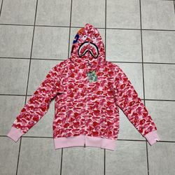Pink Bape Hoodie Large New
