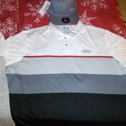 Men's Polo Audi And Also Matching Cap Brand New Never Worn As You Can See In The Pictures