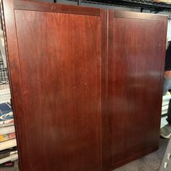 Enclosed Mahogany Cabinet Whiteboard