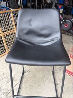 Black Faux Leather Bar Stool