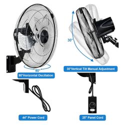 Commercial Wall Mount Fan 90 Degree Horizontal 
