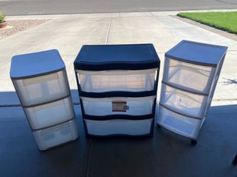 Bundle 3 Large Plastic Durable Drawers