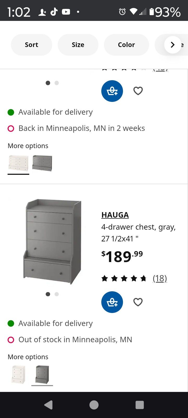 Brand new Ikea bedframe with mattress and dresser set .