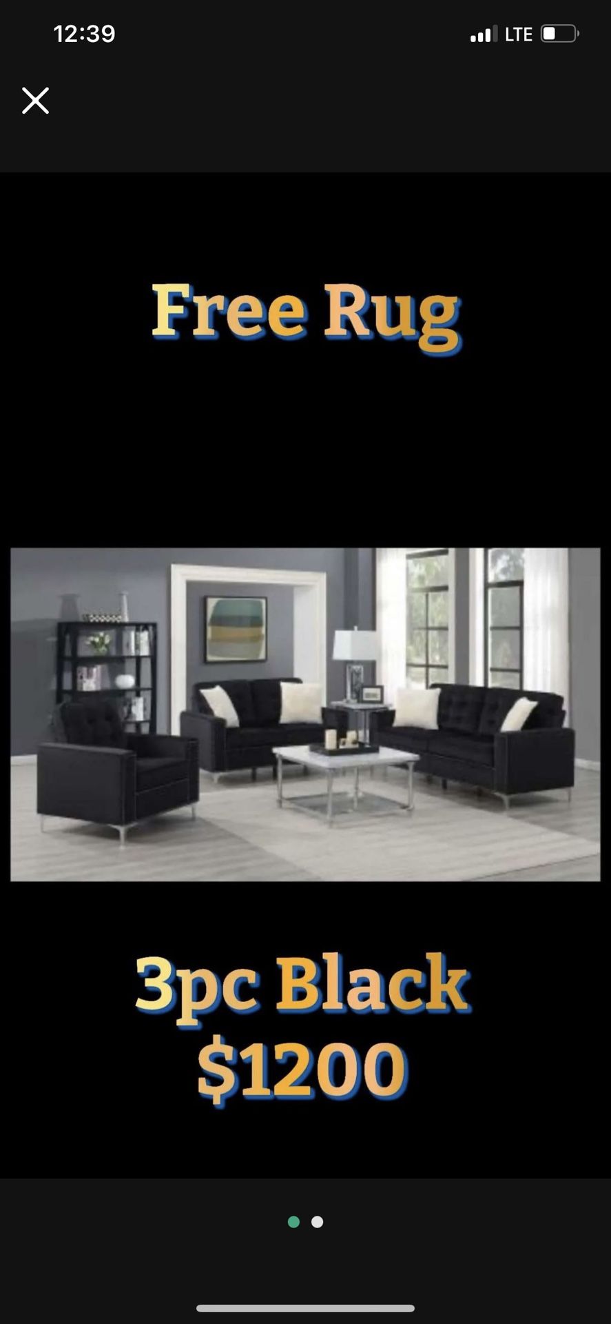 3pc Set NEW $1200 Pillow Included Free Rug