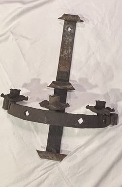 Antique Wrought Iron Wall Hung Candle Holder