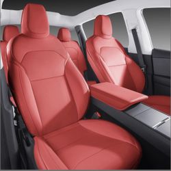 Seat Covers for New 2025 Tesla Model Y Juniper Nappa Leather Car Interior Seat Airbag Compatible Cushion Cover Full Set Custom Fit 2025-2026, Nappa Wi