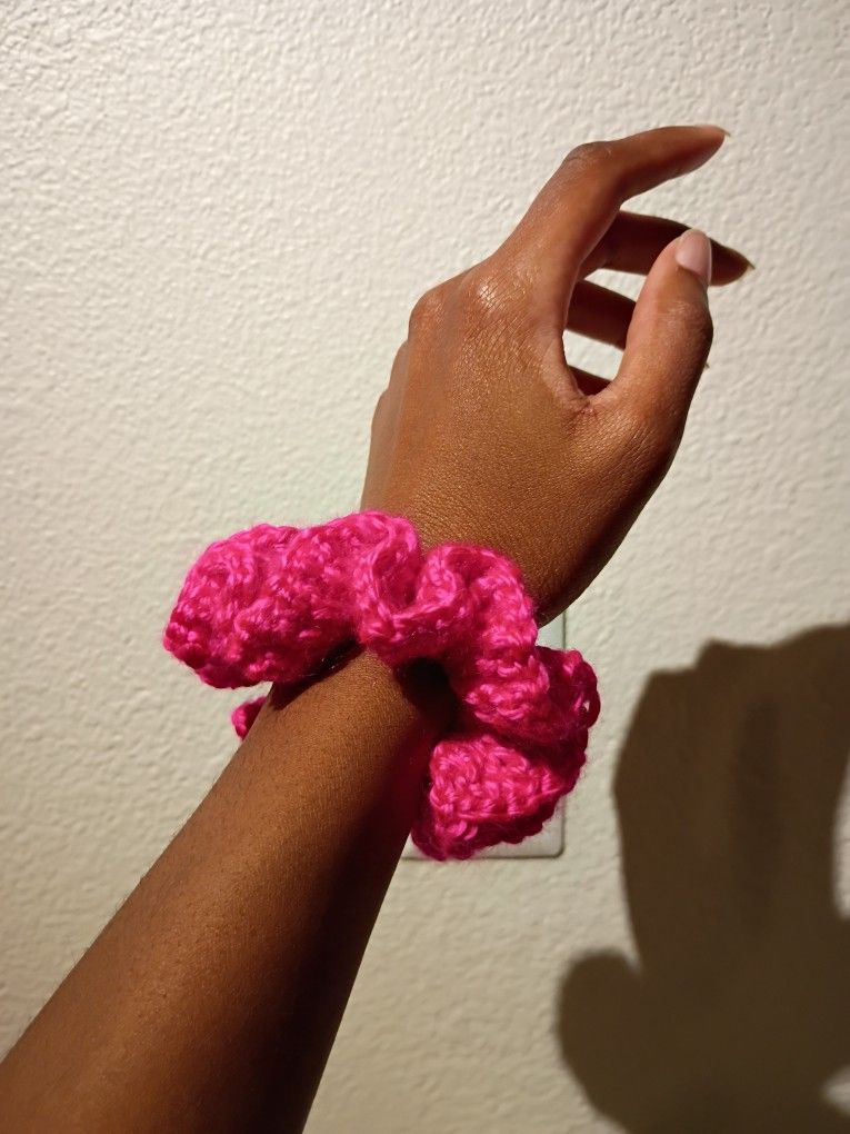 Hot Pink Crochet Scrunchie
