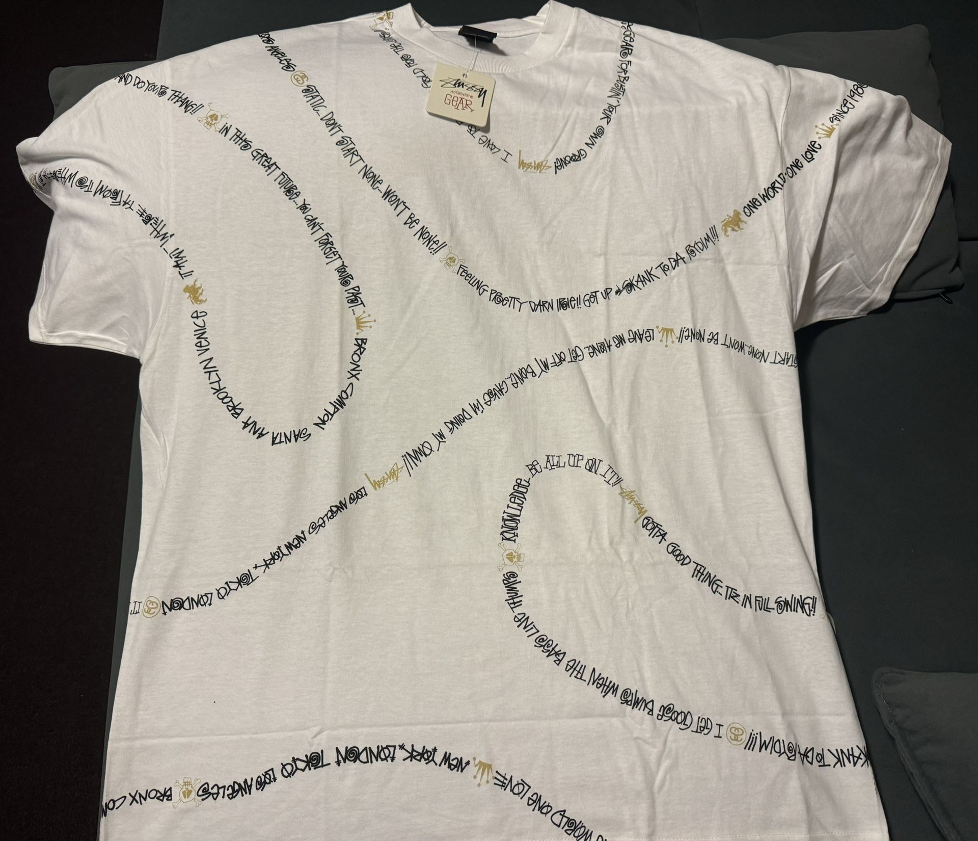 Stussy Y2K Trails of Type AOP T-Shirt Size XL