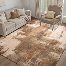 6x9 Area Rug Non-Slip Low Pile Black Carpet Soft Washable Living Room Bedroom