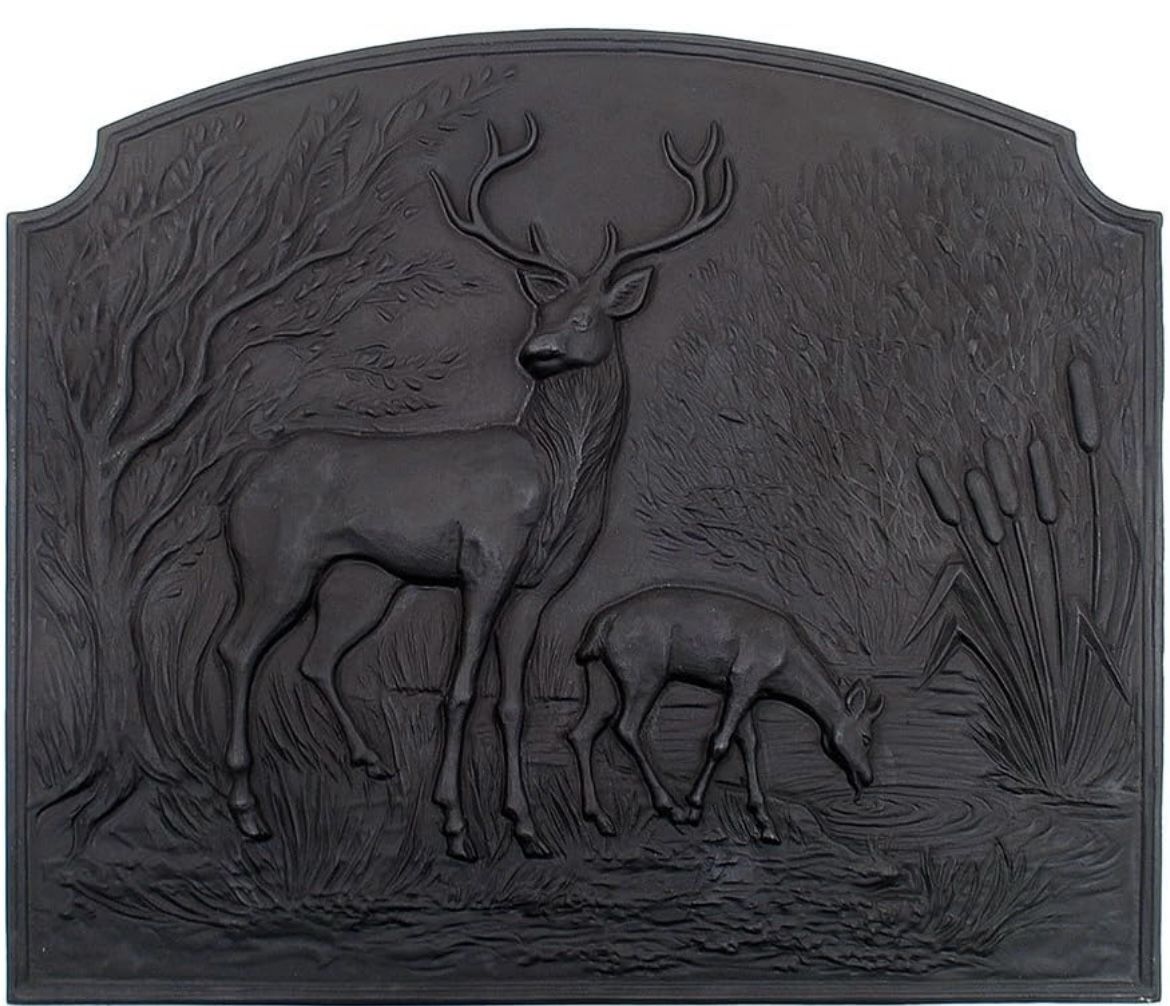 Deer Cast Iron Fireback, Black