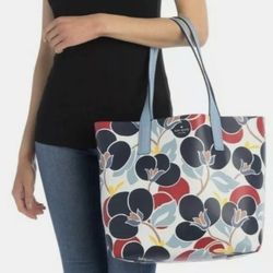 Kate Spade Reversible Arch Place Mya Breezy Floral / blue leather tote bag new With Tags