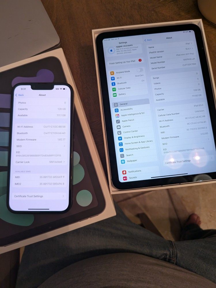 iPhone 16e 124GB + iPad Mini 7 Wifi +Cellular AT&T