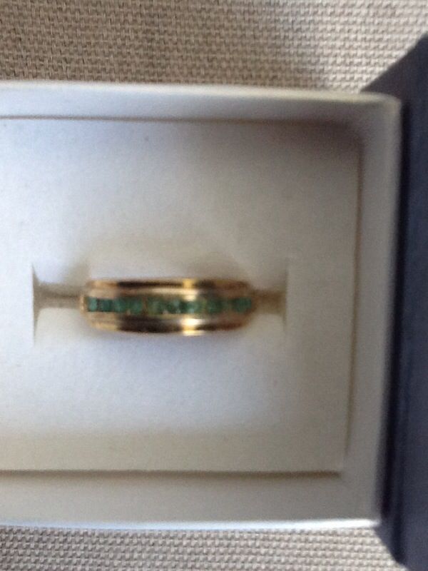925 Silver 22 or 24 gold plated 11 emerald ring size 6
