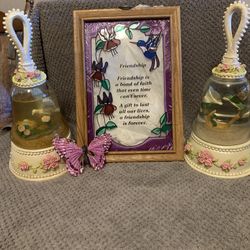 Friendship Plaque & 2 Bell Shaped Music Domes.  