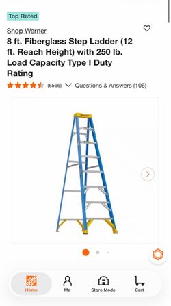 Werner 8 ft. Fiberglass Step Ladder (12 ft. Reach Height) with 250 lb. Load Capacity Type I Duty Rating