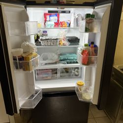 Black Double Door Refrigerator and Freezer
