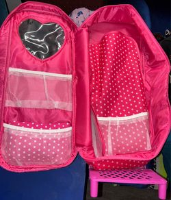 Pink Rolling Luggage Doll Carrier